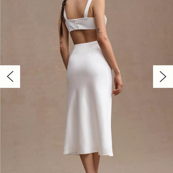 BHLDN Sachin & Babi Mona V-Neck Cutout Satin Midi Dress Anthropologie Size 8 NWT - Picture 2 of 3